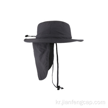 케이프 디테일 나일론 패브릭 버킷 모자